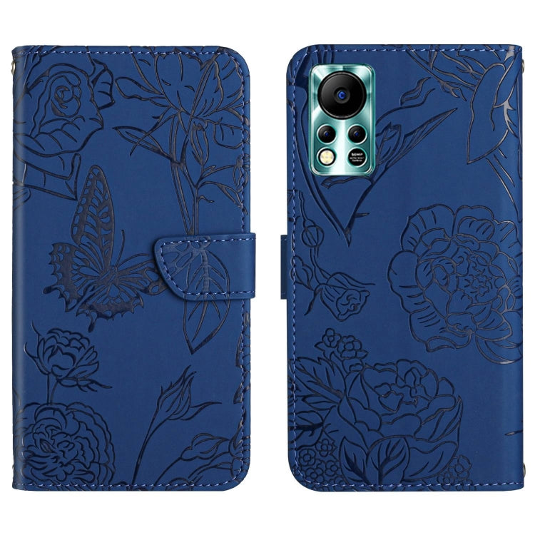 HT03 Cassa del telefono di cuoio di vibrazione impressa farfalla di sensibilità della pelle, For Infinix Note 12 G96, For Infinix Hot 11s NFC, For Infinix Smart 6