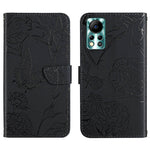 HT03 Cassa del telefono di cuoio di vibrazione impressa farfalla di sensibilità della pelle, For Infinix Note 12 G96, For Infinix Hot 11s NFC, For Infinix Smart 6