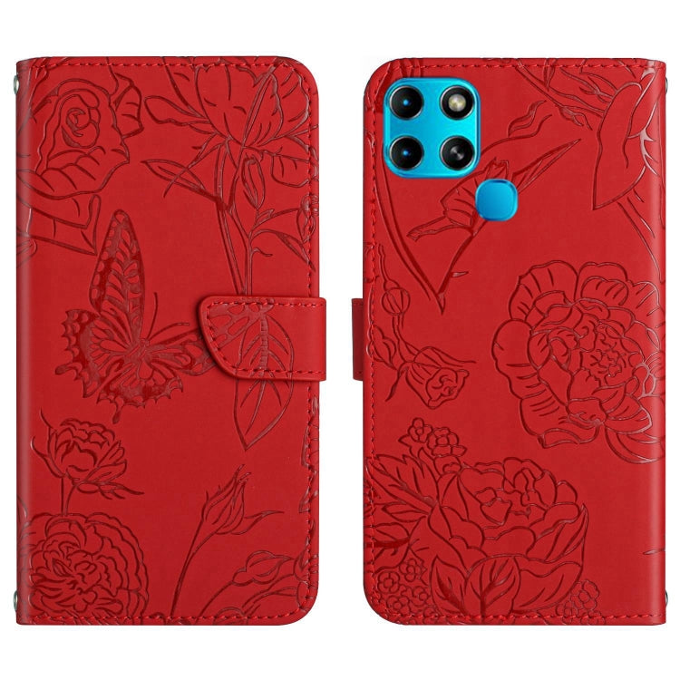 HT03 Cassa del telefono di cuoio di vibrazione impressa farfalla di sensibilità della pelle, For Infinix Note 12 G96, For Infinix Hot 11s NFC, For Infinix Smart 6