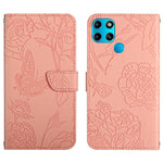HT03 Cassa del telefono di cuoio di vibrazione impressa farfalla di sensibilità della pelle, For Infinix Note 12 G96, For Infinix Hot 11s NFC, For Infinix Smart 6