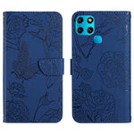 HT03 Cassa del telefono di cuoio di vibrazione impressa farfalla di sensibilità della pelle, For Infinix Note 12 G96, For Infinix Hot 11s NFC, For Infinix Smart 6