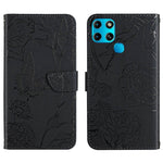 HT03 Cassa del telefono di cuoio di vibrazione impressa farfalla di sensibilità della pelle, For Infinix Note 12 G96, For Infinix Hot 11s NFC, For Infinix Smart 6