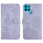 HT03 Cassa del telefono di cuoio di vibrazione impressa farfalla di sensibilità della pelle, For Infinix Note 12 G96, For Infinix Hot 11s NFC, For Infinix Smart 6