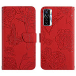 HT03 Cassa del telefono di cuoio di vibrazione impressa farfalla di sensibilità della pelle, For Tecno Camon 17 Pro, For Tecno Camon 17P, For Tecno Camon 18i, For Tecno Camon 18 P