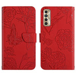HT03 Cassa del telefono di cuoio di vibrazione impressa farfalla di sensibilità della pelle, For Tecno Camon 17 Pro, For Tecno Camon 17P, For Tecno Camon 18i, For Tecno Camon 18 P