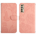 HT03 Cassa del telefono di cuoio di vibrazione impressa farfalla di sensibilità della pelle, For Tecno Camon 17 Pro, For Tecno Camon 17P, For Tecno Camon 18i, For Tecno Camon 18 P