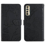 HT03 Cassa del telefono di cuoio di vibrazione impressa farfalla di sensibilità della pelle, For Tecno Camon 17 Pro, For Tecno Camon 17P, For Tecno Camon 18i, For Tecno Camon 18 P
