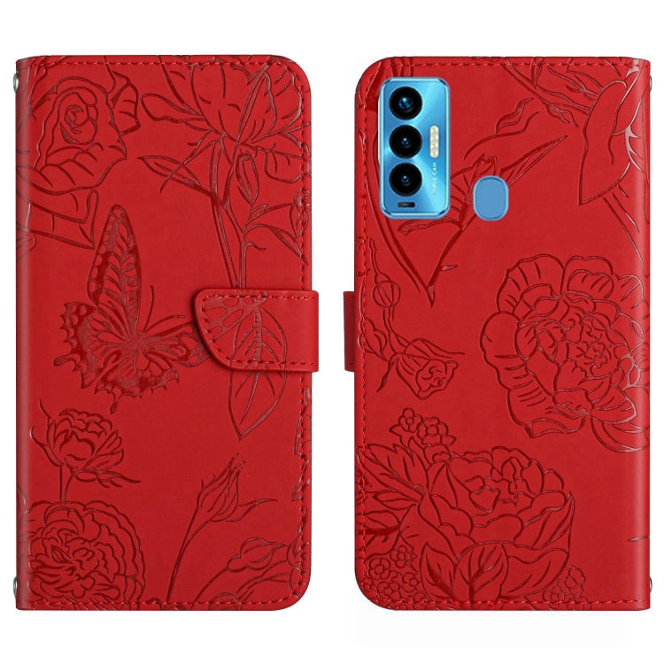 HT03 Cassa del telefono di cuoio di vibrazione impressa farfalla di sensibilità della pelle, For Tecno Camon 17 Pro, For Tecno Camon 17P, For Tecno Camon 18i, For Tecno Camon 18 P