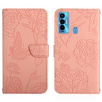 HT03 Cassa del telefono di cuoio di vibrazione impressa farfalla di sensibilità della pelle, For Tecno Camon 17 Pro, For Tecno Camon 17P, For Tecno Camon 18i, For Tecno Camon 18 P