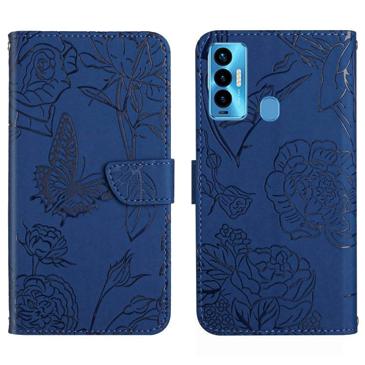 HT03 Cassa del telefono di cuoio di vibrazione impressa farfalla di sensibilità della pelle, For Tecno Camon 17 Pro, For Tecno Camon 17P, For Tecno Camon 18i, For Tecno Camon 18 P