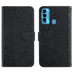 HT03 Cassa del telefono di cuoio di vibrazione impressa farfalla di sensibilità della pelle, For Tecno Camon 17 Pro, For Tecno Camon 17P, For Tecno Camon 18i, For Tecno Camon 18 P