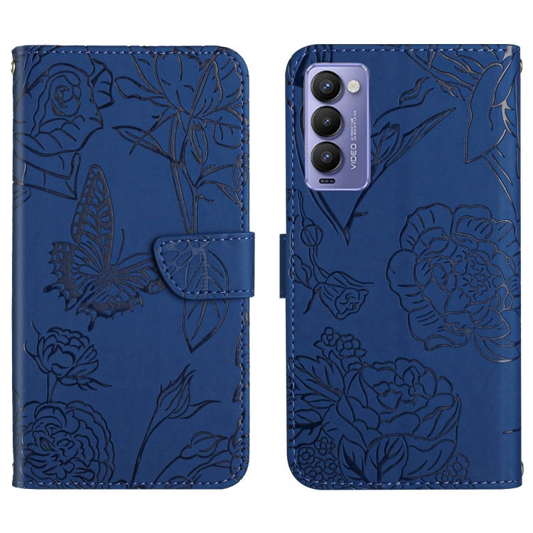 HT03 Cassa del telefono di cuoio di vibrazione impressa farfalla di sensibilità della pelle, For Tecno Camon 17 Pro, For Tecno Camon 17P, For Tecno Camon 18i, For Tecno Camon 18 P