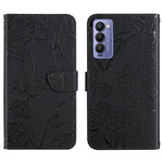 HT03 Cassa del telefono di cuoio di vibrazione impressa farfalla di sensibilità della pelle, For Tecno Camon 17 Pro, For Tecno Camon 17P, For Tecno Camon 18i, For Tecno Camon 18 P