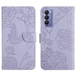 HT03 Cassa del telefono di cuoio di vibrazione impressa farfalla di sensibilità della pelle, For Tecno Camon 17 Pro, For Tecno Camon 17P, For Tecno Camon 18i, For Tecno Camon 18 P