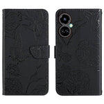 HT03 Cassa del telefono di cuoio di vibrazione impressa farfalla di sensibilità della pelle, For Tecno Camon 19 4G, For Tecno Camon 19 Pro 4G, For Tecno Pova 2, For Tecno Spark 8