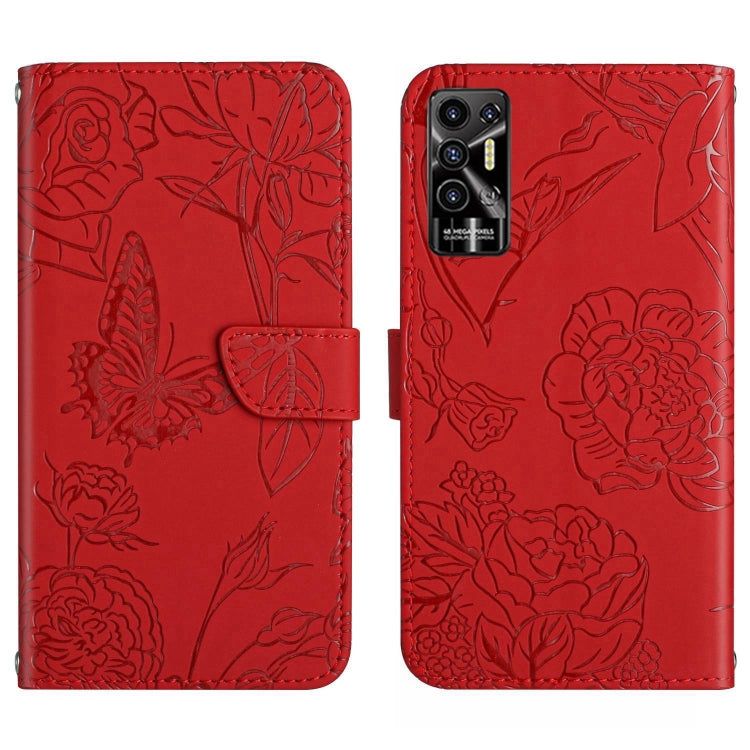 HT03 Cassa del telefono di cuoio di vibrazione impressa farfalla di sensibilità della pelle, For Tecno Camon 19 4G, For Tecno Camon 19 Pro 4G, For Tecno Pova 2, For Tecno Spark 8