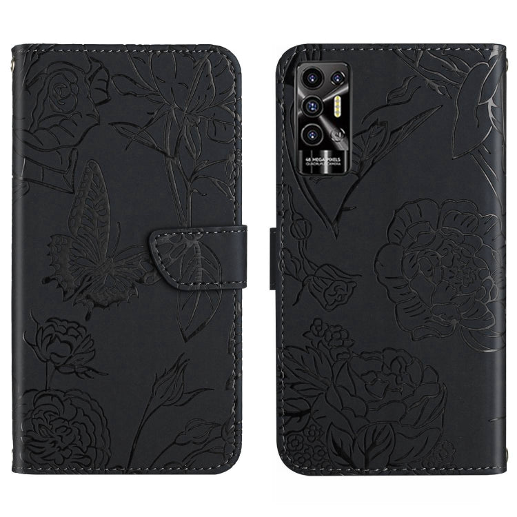 HT03 Cassa del telefono di cuoio di vibrazione impressa farfalla di sensibilità della pelle, For Tecno Camon 19 4G, For Tecno Camon 19 Pro 4G, For Tecno Pova 2, For Tecno Spark 8