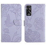HT03 Cassa del telefono di cuoio di vibrazione impressa farfalla di sensibilità della pelle, For Tecno Camon 19 4G, For Tecno Camon 19 Pro 4G, For Tecno Pova 2, For Tecno Spark 8