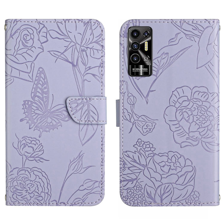 HT03 Cassa del telefono di cuoio di vibrazione impressa farfalla di sensibilità della pelle, For Tecno Camon 19 4G, For Tecno Camon 19 Pro 4G, For Tecno Pova 2, For Tecno Spark 8