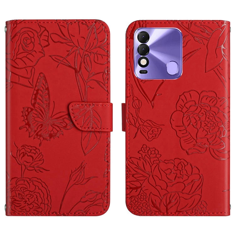 HT03 Cassa del telefono di cuoio di vibrazione impressa farfalla di sensibilità della pelle, For Tecno Camon 19 4G, For Tecno Camon 19 Pro 4G, For Tecno Pova 2, For Tecno Spark 8