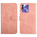 HT03 Cassa del telefono di cuoio di vibrazione impressa farfalla di sensibilità della pelle, For Tecno Camon 19 4G, For Tecno Camon 19 Pro 4G, For Tecno Pova 2, For Tecno Spark 8