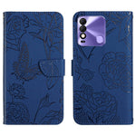 HT03 Cassa del telefono di cuoio di vibrazione impressa farfalla di sensibilità della pelle, For Tecno Camon 19 4G, For Tecno Camon 19 Pro 4G, For Tecno Pova 2, For Tecno Spark 8