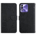 HT03 Cassa del telefono di cuoio di vibrazione impressa farfalla di sensibilità della pelle, For Tecno Camon 19 4G, For Tecno Camon 19 Pro 4G, For Tecno Pova 2, For Tecno Spark 8