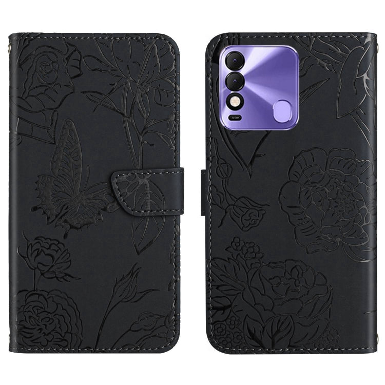 HT03 Cassa del telefono di cuoio di vibrazione impressa farfalla di sensibilità della pelle, For Tecno Camon 19 4G, For Tecno Camon 19 Pro 4G, For Tecno Pova 2, For Tecno Spark 8