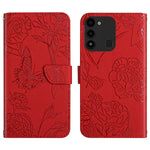 HT03 Cassa del telefono di cuoio di vibrazione impressa farfalla di sensibilità della pelle, For Tecno Spark Go 2022