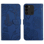 HT03 Cassa del telefono di cuoio di vibrazione impressa farfalla di sensibilità della pelle, For Tecno Spark Go 2022