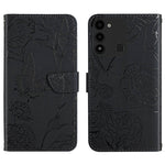 HT03 Cassa del telefono di cuoio di vibrazione impressa farfalla di sensibilità della pelle, For Tecno Spark Go 2022