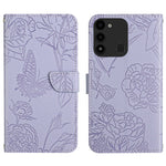 HT03 Cassa del telefono di cuoio di vibrazione impressa farfalla di sensibilità della pelle, For Tecno Spark Go 2022