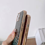 Custodia per telefono galvanica nano in vera pelle con trama di coccodrillo, For iPhone 14, For iPhone 13