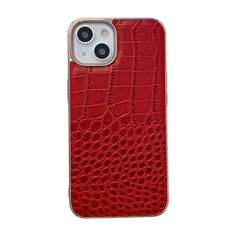 Custodia per telefono galvanica nano in vera pelle con trama di coccodrillo, For iPhone 14, For iPhone 13