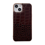 Custodia per telefono galvanica nano in vera pelle con trama di coccodrillo, For iPhone 14, For iPhone 13
