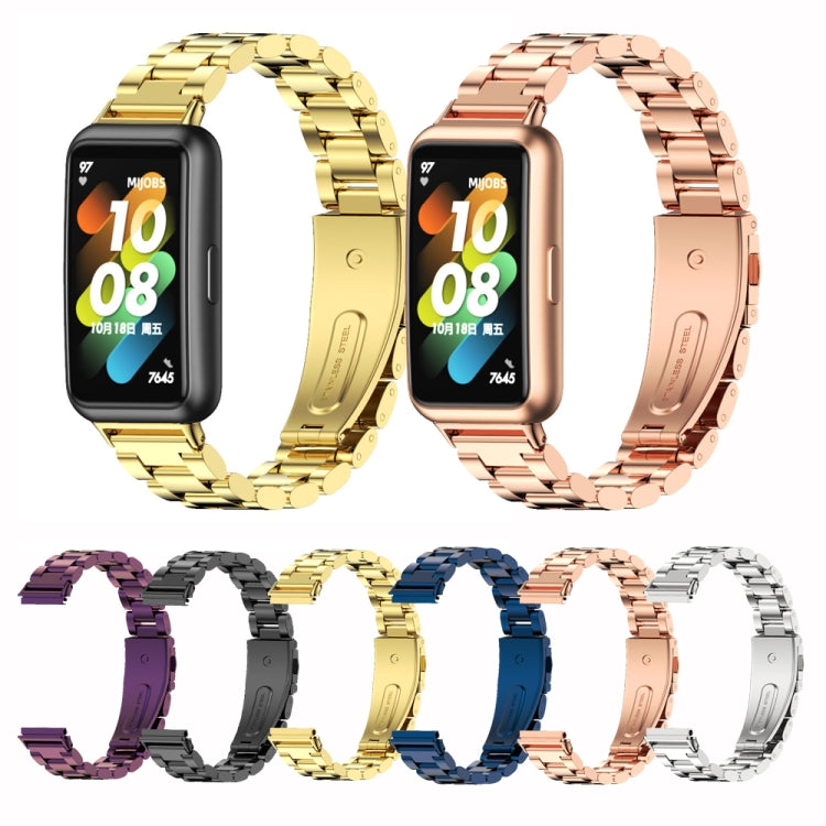Cinturino per orologio MIJOBS in acciaio inossidabile con tre sfere in metallo, For Huawei Band 7 / 7 NFC
