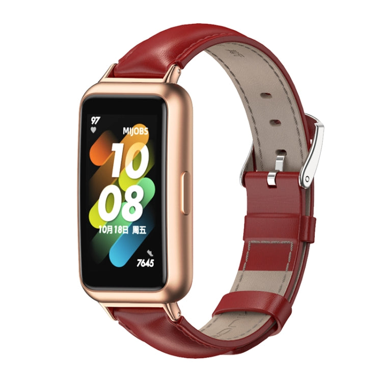 MIJOBS Cinturino per orologio in pelle di vacchetta, For Huawei Band 7 / 7 NFC