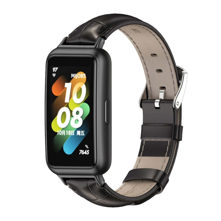 MIJOBS Cinturino per orologio in pelle di vacchetta, For Huawei Band 7 / 7 NFC