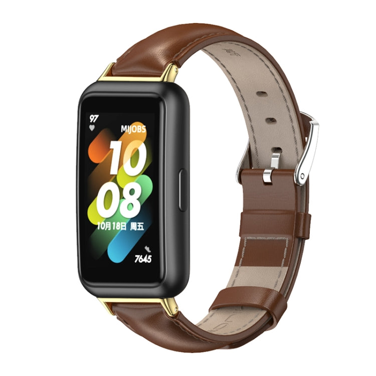 MIJOBS Cinturino per orologio in pelle di vacchetta, For Huawei Band 7 / 7 NFC