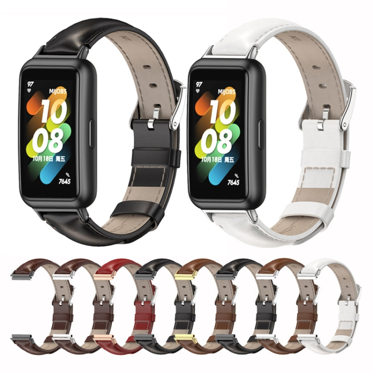 MIJOBS Cinturino per orologio in pelle di vacchetta, For Huawei Band 7 / 7 NFC