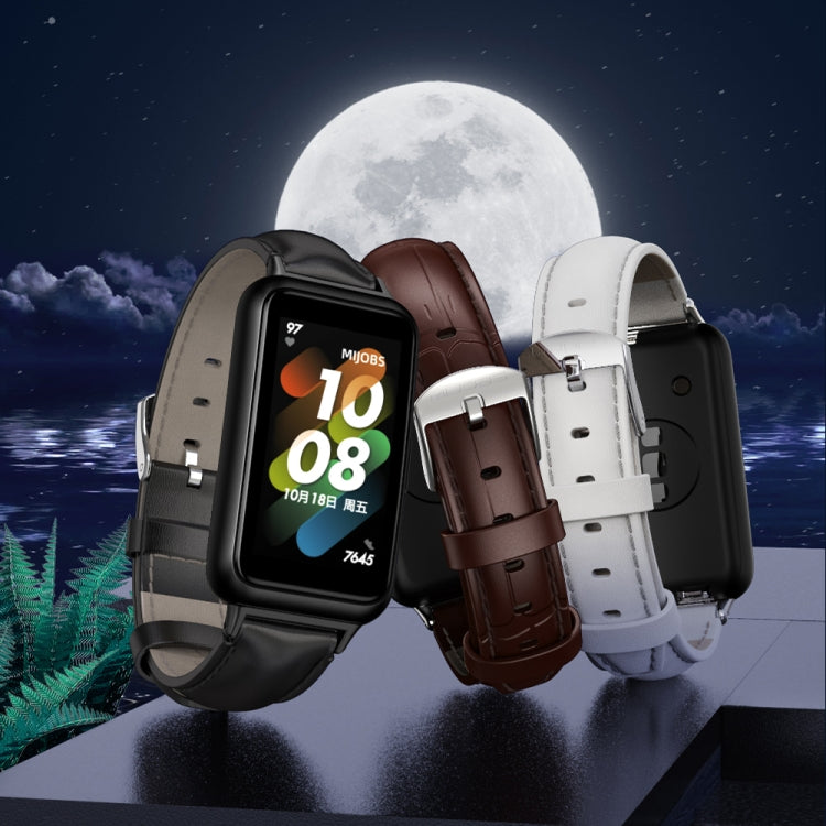 MIJOBS Cinturino per orologio in pelle di vacchetta, For Huawei Band 7 / 7 NFC