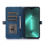 Custodia per telefono in pelle con cerniera e slot per schede con fibbia, For iPhone 14 Pro Max, For iPhone 14 Pro, For iPhone 14 Plus, For iPhone 14