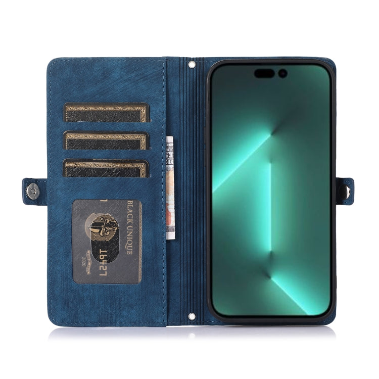 Custodia per telefono in pelle con cerniera e slot per schede con fibbia, For iPhone 14 Pro Max, For iPhone 14 Pro, For iPhone 14 Plus, For iPhone 14