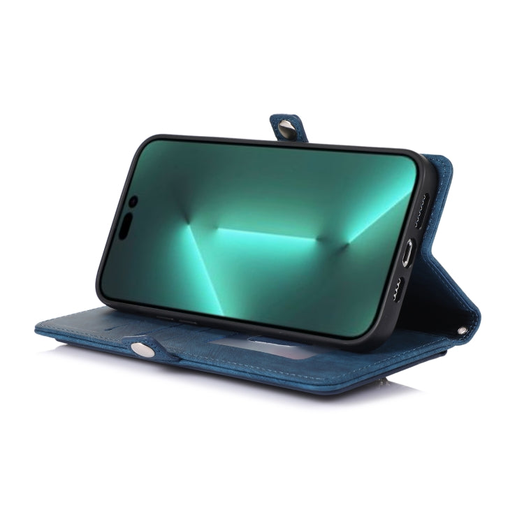 Custodia per telefono in pelle con cerniera e slot per schede con fibbia, For iPhone 14 Pro Max, For iPhone 14 Pro, For iPhone 14 Plus, For iPhone 14