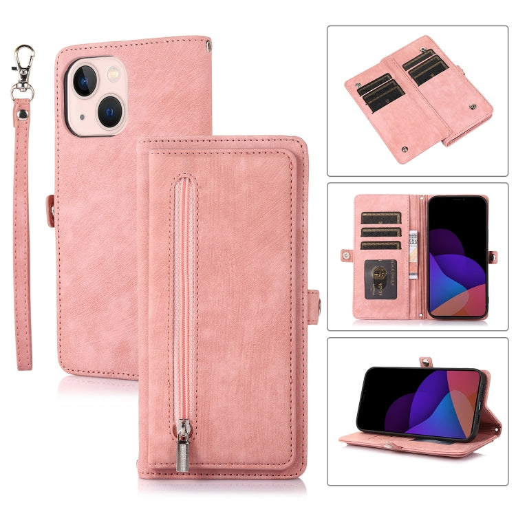 Custodia per telefono in pelle con cerniera e slot per schede con fibbia, For iPhone 14 Pro Max, For iPhone 14 Pro, For iPhone 14 Plus, For iPhone 14