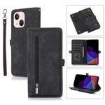 Custodia per telefono in pelle con cerniera e slot per schede con fibbia, For iPhone 14 Pro Max, For iPhone 14 Pro, For iPhone 14 Plus, For iPhone 14
