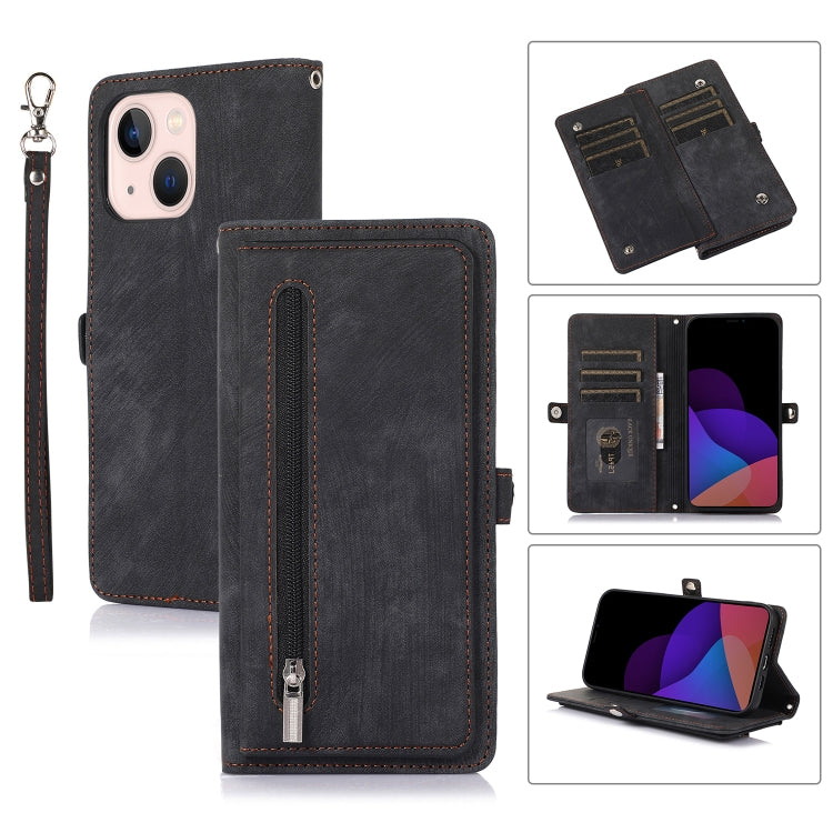 Custodia per telefono in pelle con cerniera e slot per schede con fibbia, For iPhone 14 Pro Max, For iPhone 14 Pro, For iPhone 14 Plus, For iPhone 14