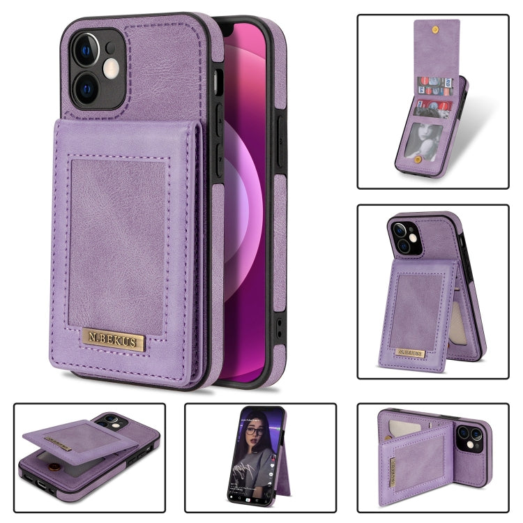 N.BEKUS Custodia per telefono RFID con slot per schede a fogli mobili verticale, For iPhone 12 mini, For iPhone 12 Pro, For iPhone 12 Pro Max, For iPhone 13