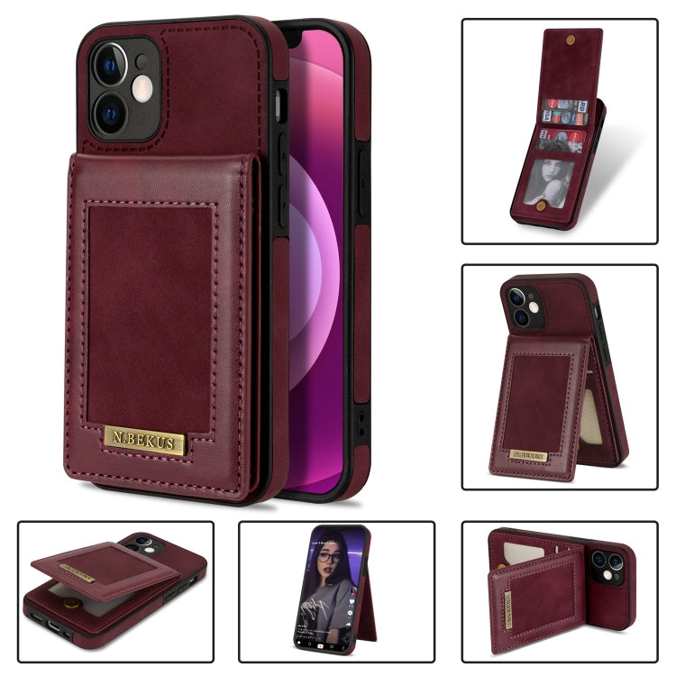 N.BEKUS Custodia per telefono RFID con slot per schede a fogli mobili verticale, For iPhone 12 mini, For iPhone 12 Pro, For iPhone 12 Pro Max, For iPhone 13