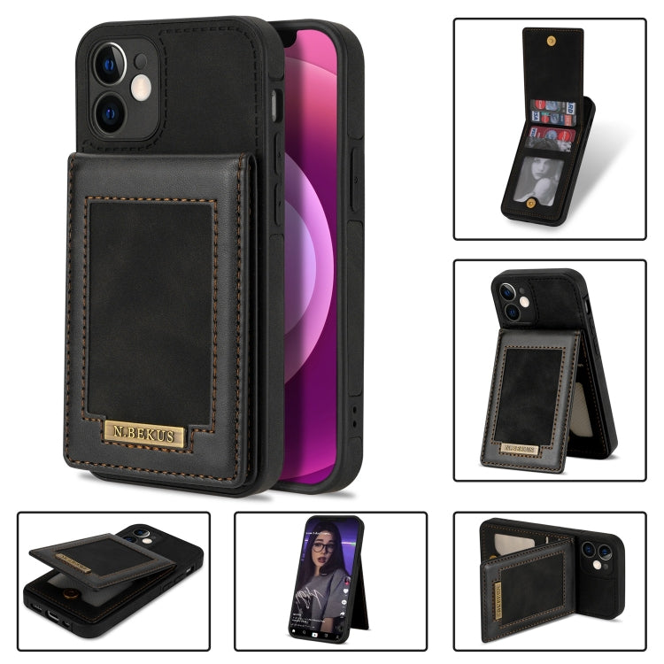 N.BEKUS Custodia per telefono RFID con slot per schede a fogli mobili verticale, For iPhone 12 mini, For iPhone 12 Pro, For iPhone 12 Pro Max, For iPhone 13